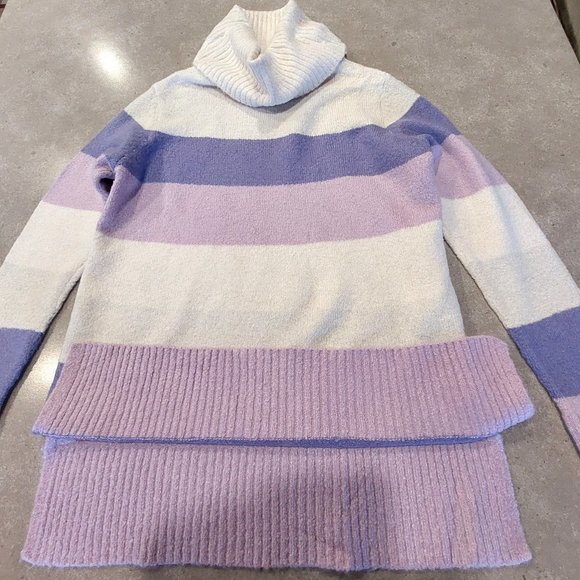 SUZY SHIER Cowl Neck Long Sleeves Color Block Pullover Sweater - Sz XS/TP - Picture 2 of 11